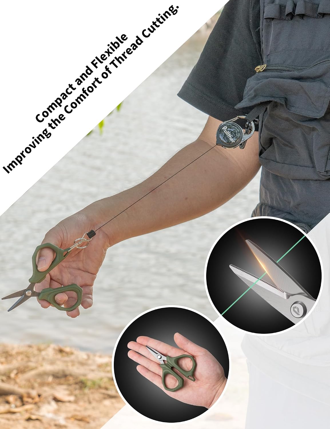 Tijeras pesca 4.6pulg cortador línea trenzada antideslizante
