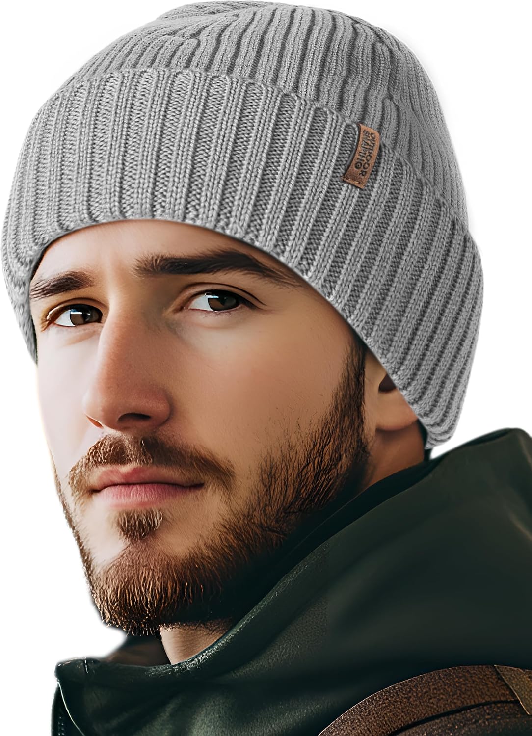 Gorro lana merino unisex punto liso puños suave cálido