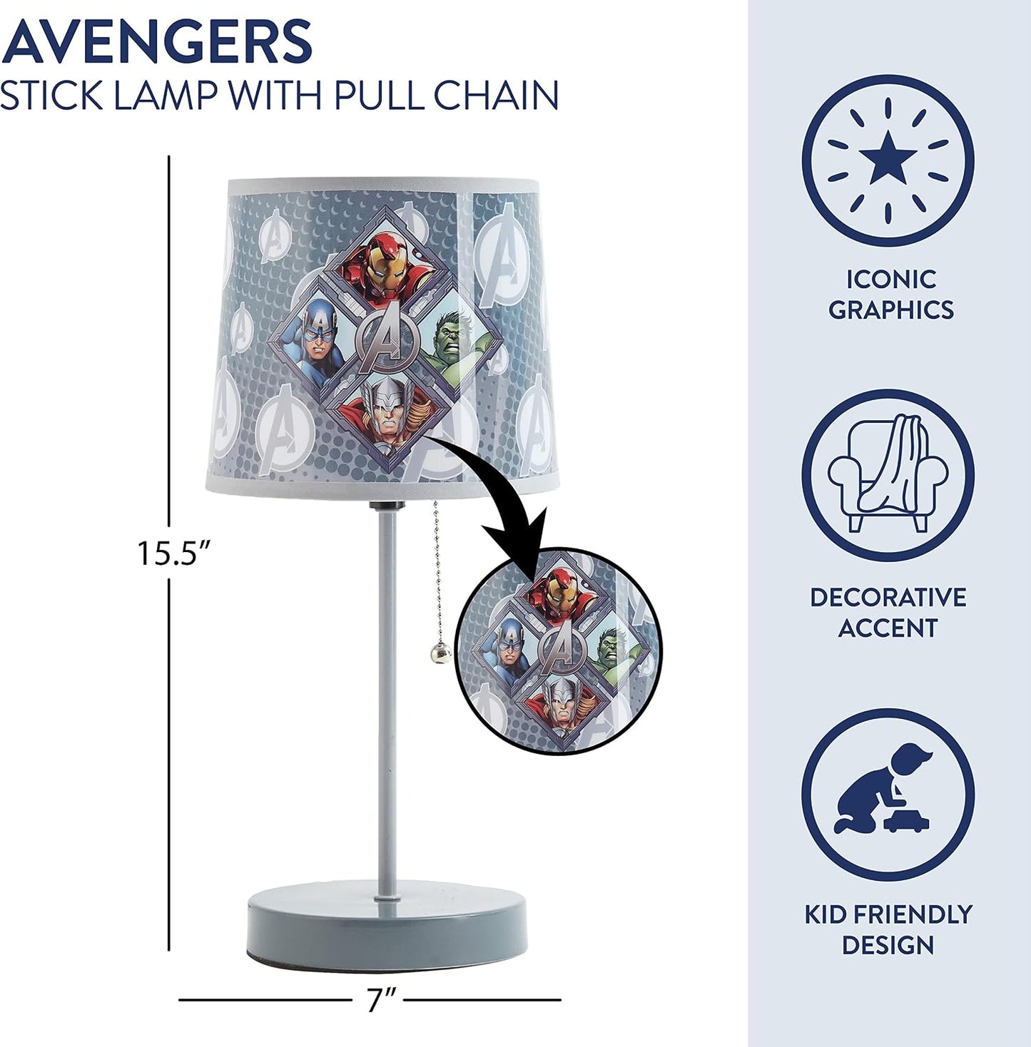 Lámpara mesa niños temática Avengers metal
