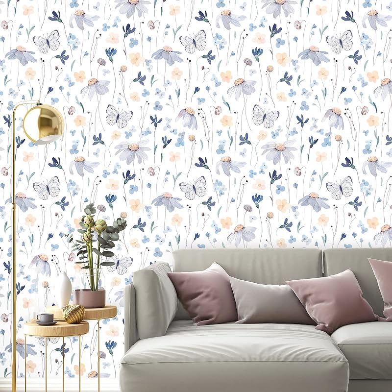 Papel tapiz mariposa 24x354" floral autoadhesivo