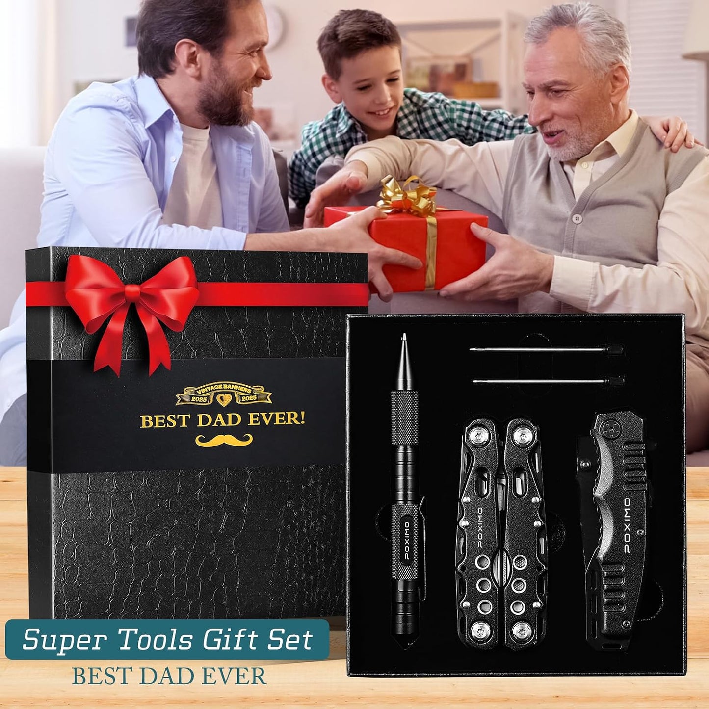 Kit 14en1 para papá con cuchillo y bolígrafo táctico