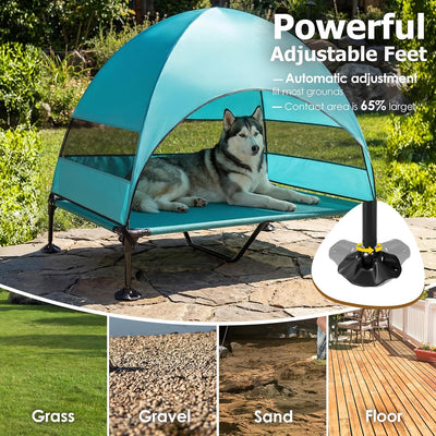 Cama elevada para perros con toldo UV y pies ajustables