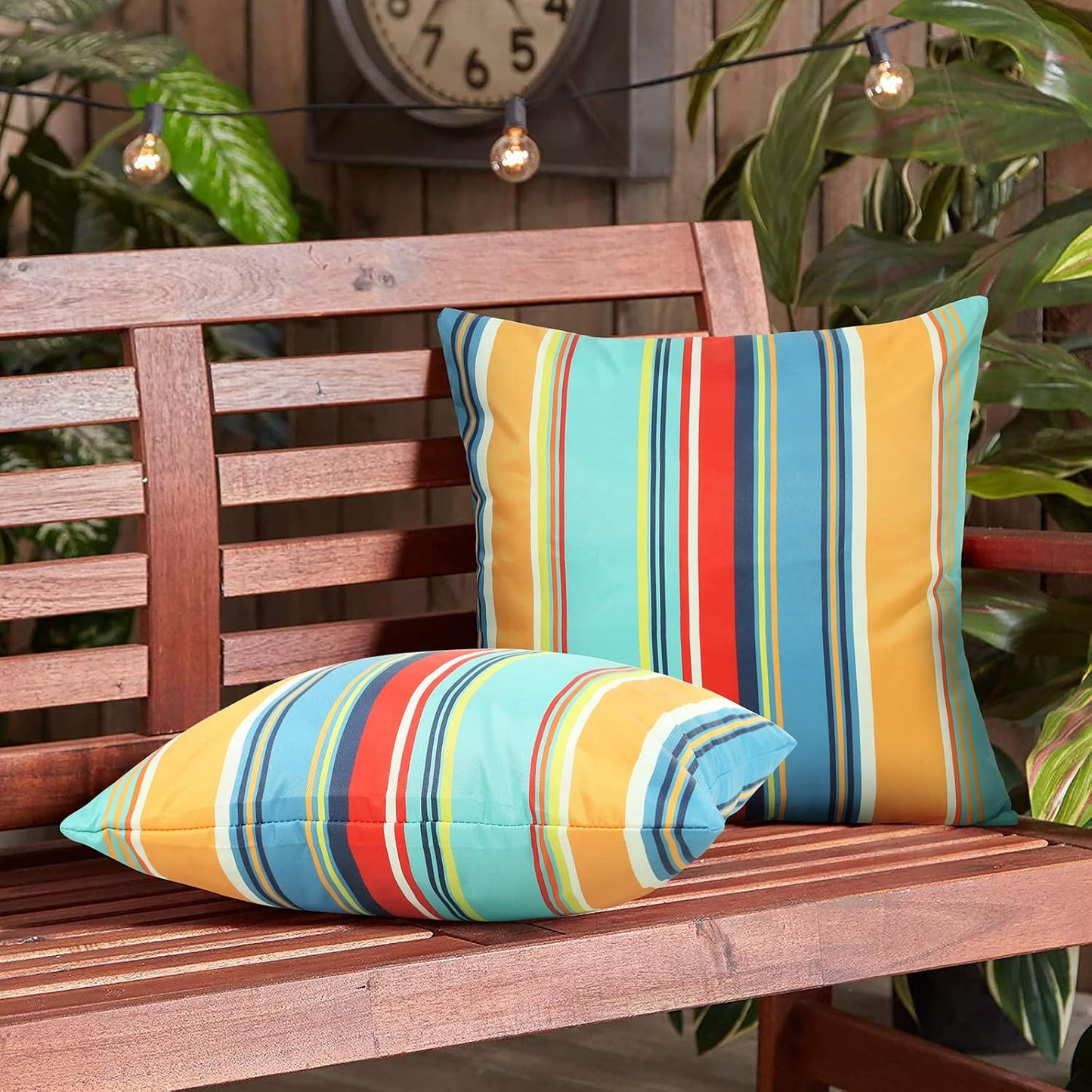 2 Pzas Fundas Almohada Impermeables 18x18" Rayas Azul