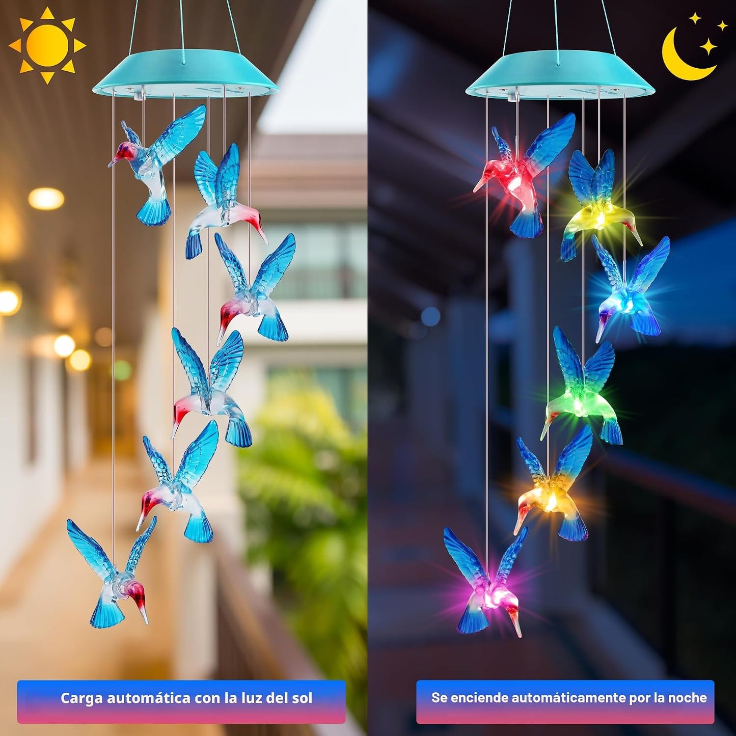 Campanillas solares de colibrí para exteriores regalo mujer