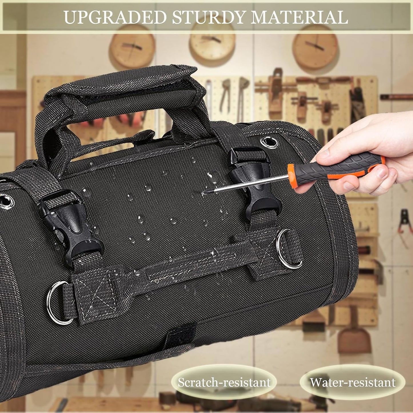 Bolsa herramientas enrollable plegable motocicleta negro