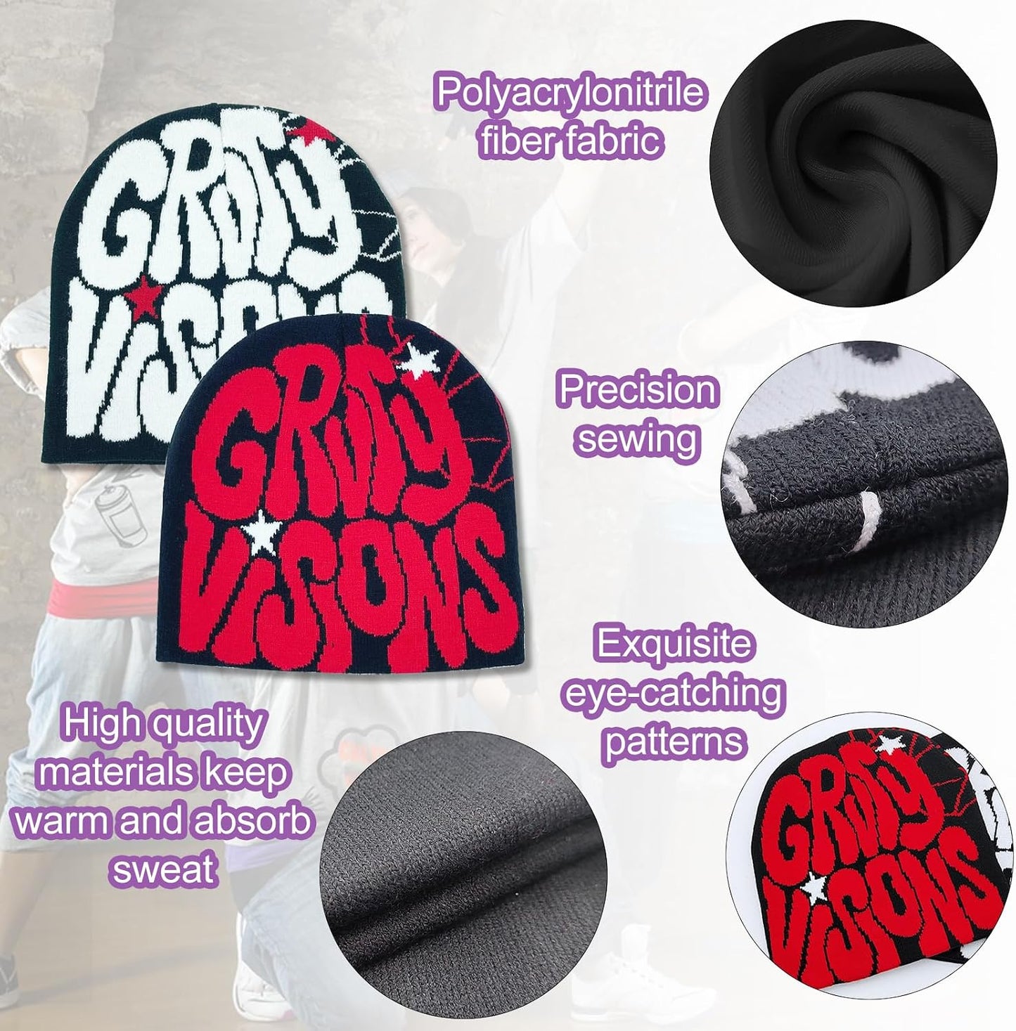Gorro punto doble capa telaraña para hombre mujer