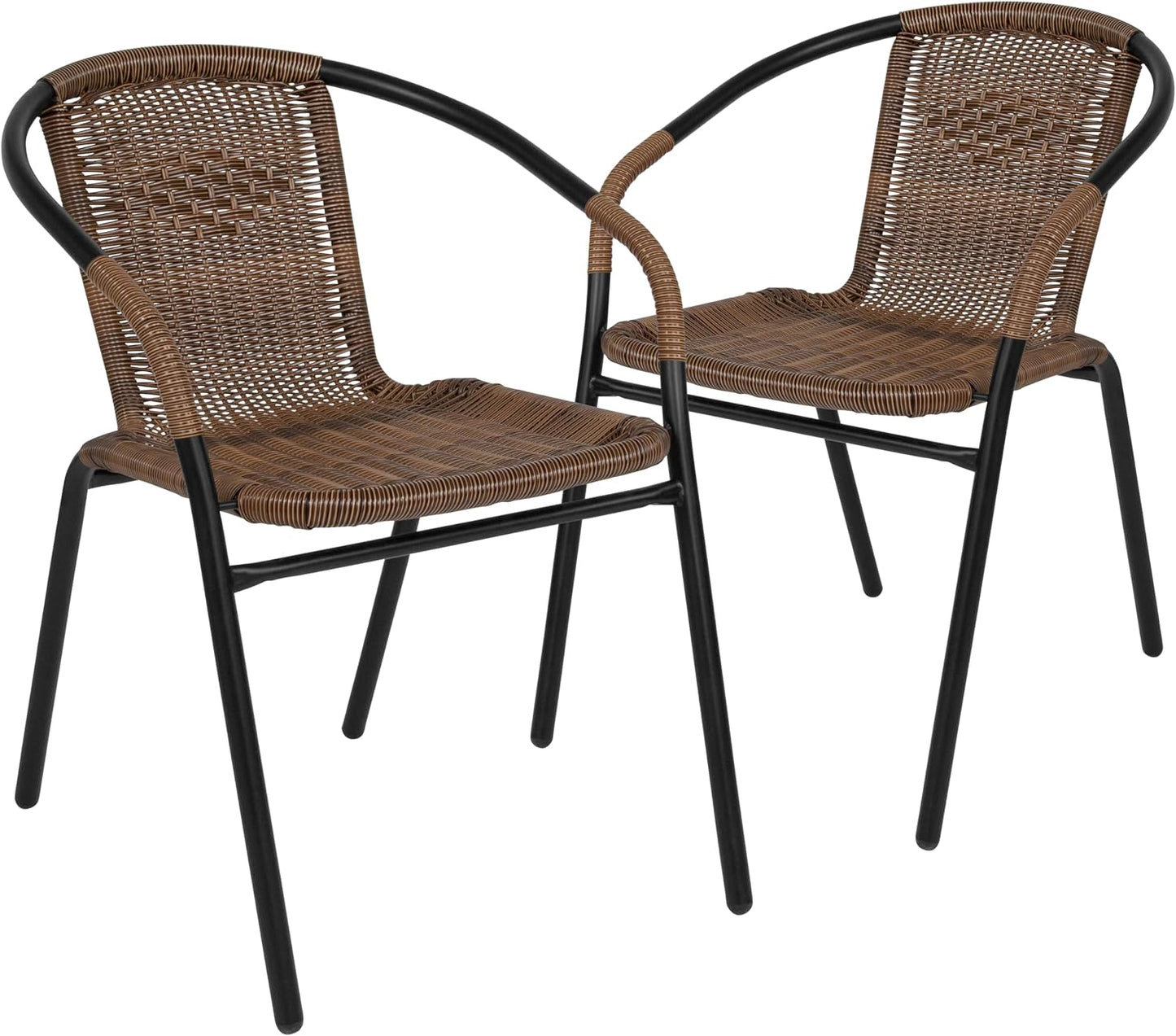 Sillas comedor ratán apilables marrón set 2