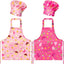 Set 4 Delantales Chef Niños Estampado Galletas Cupcakes Rosa