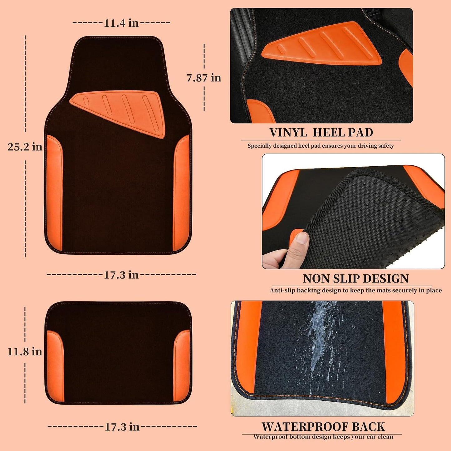 Alfombras coche impermeables cuero sintético antiderrap