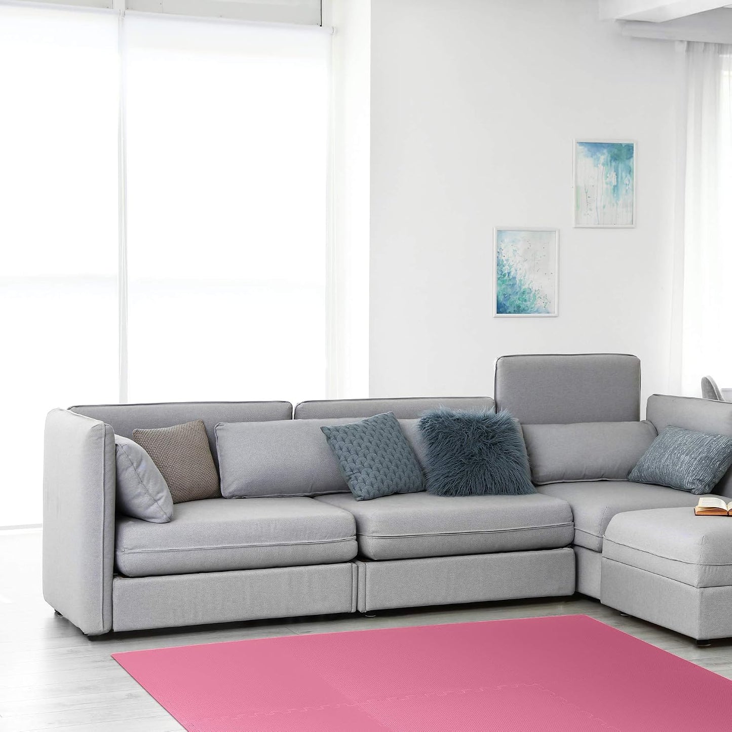 Baldosas EVA 0.5pulg 24x24pulg rosa 48ft2