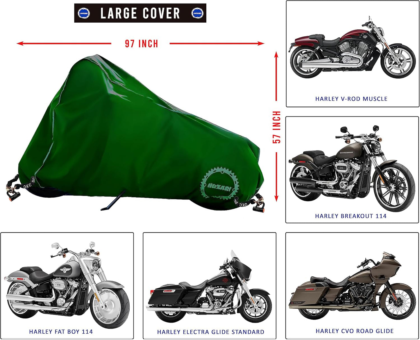 Fundas motocicleta poliéster impermeable L Hunter Green