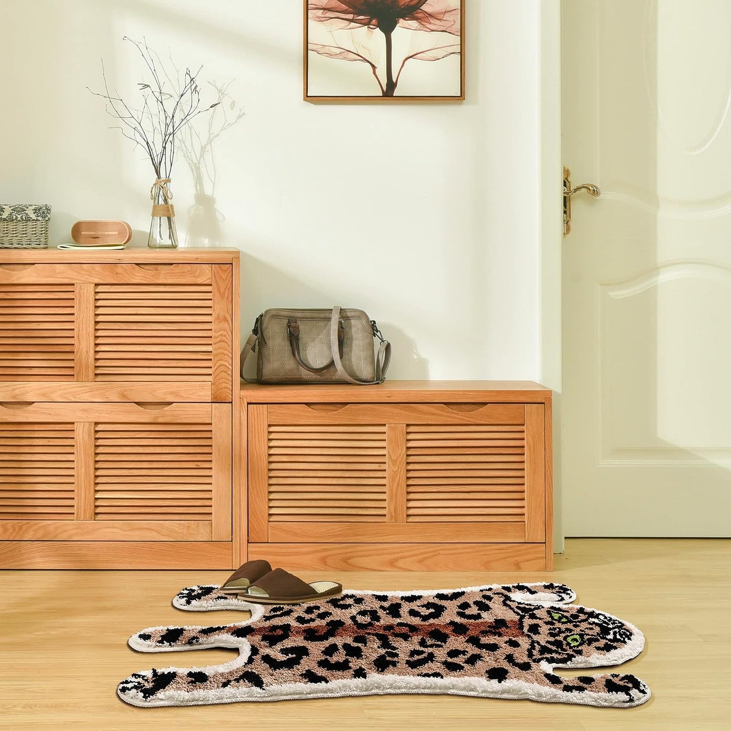 Tapete baño leopardo marrón antiderrap felpa