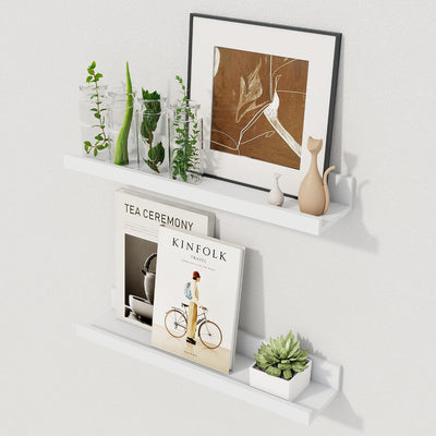 Estantes flotantes blancos para pared set 2 rústico