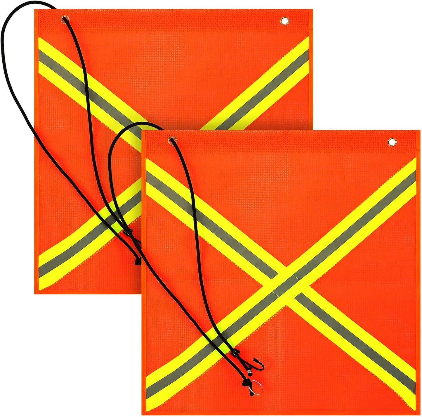 2 Banderas Seguridad 18x18" Camión Reflectantes Doble Cara