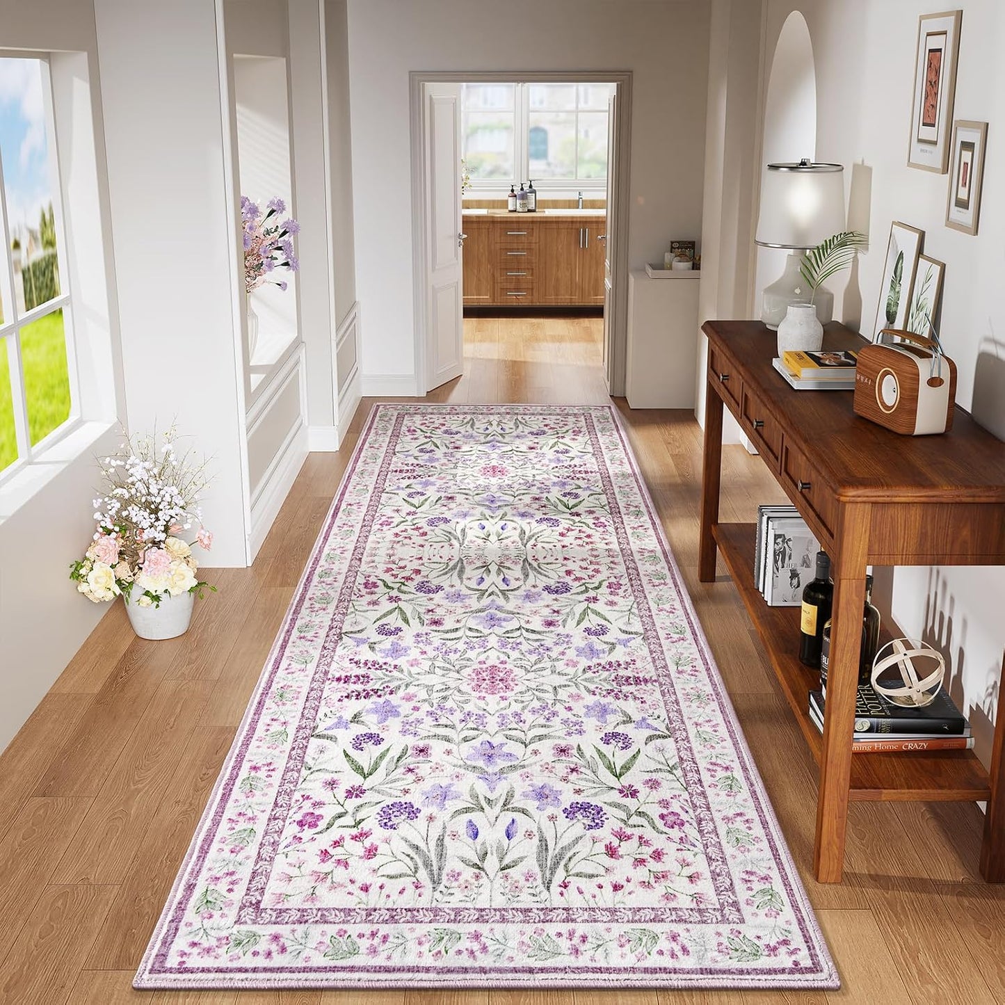 Alfombras Corredor Púrpura 2x6ft para Niñas Dormitorio