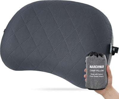 Almohada inflable ultraligera para campamento gris