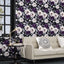 Papel tapiz negro flores blancas 17.4x393pulg autoadhesivo