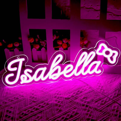 Letrero LED Isabella para decorar habitación hombre
