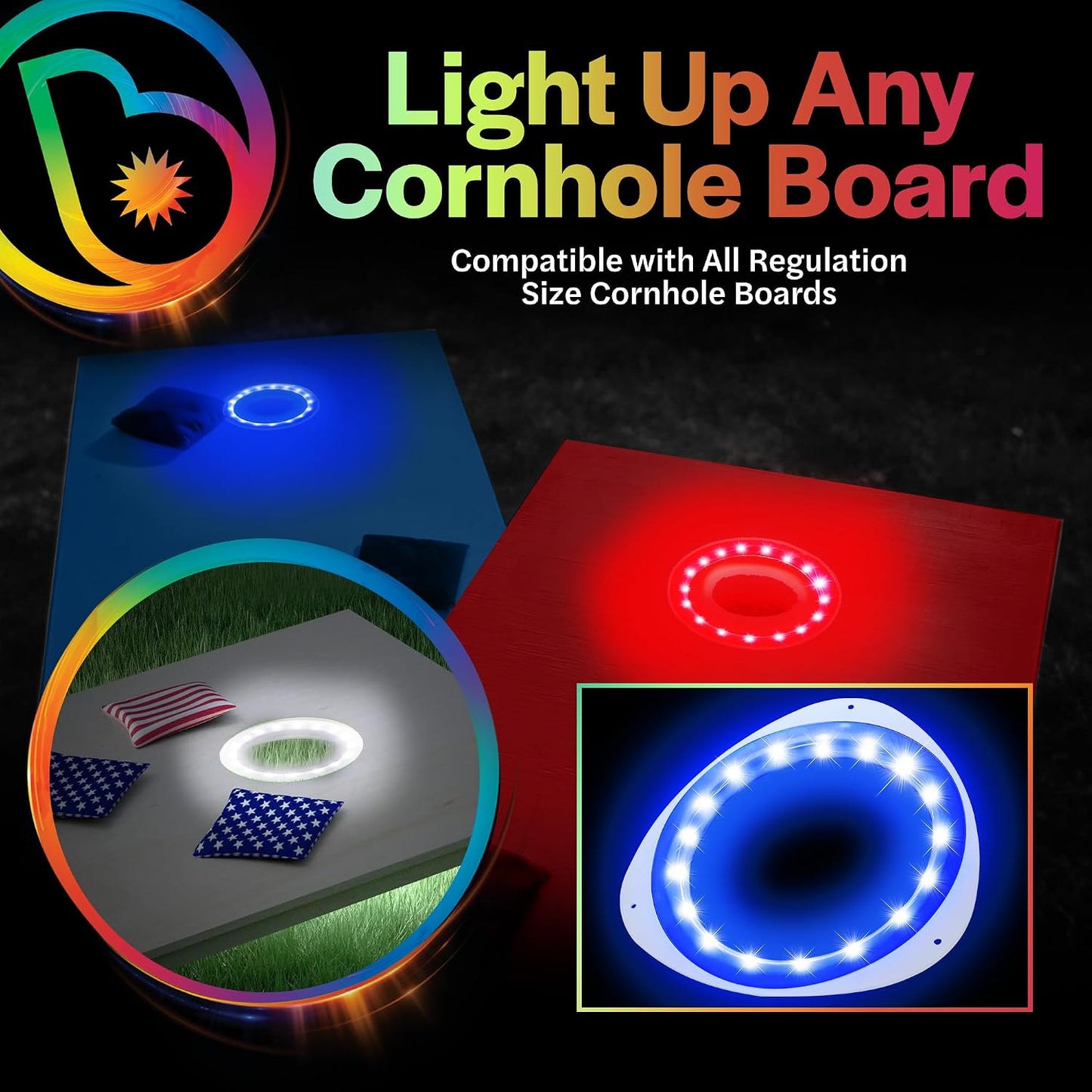 Luces anillo LED para tablero cornhole 2unid 48h batería