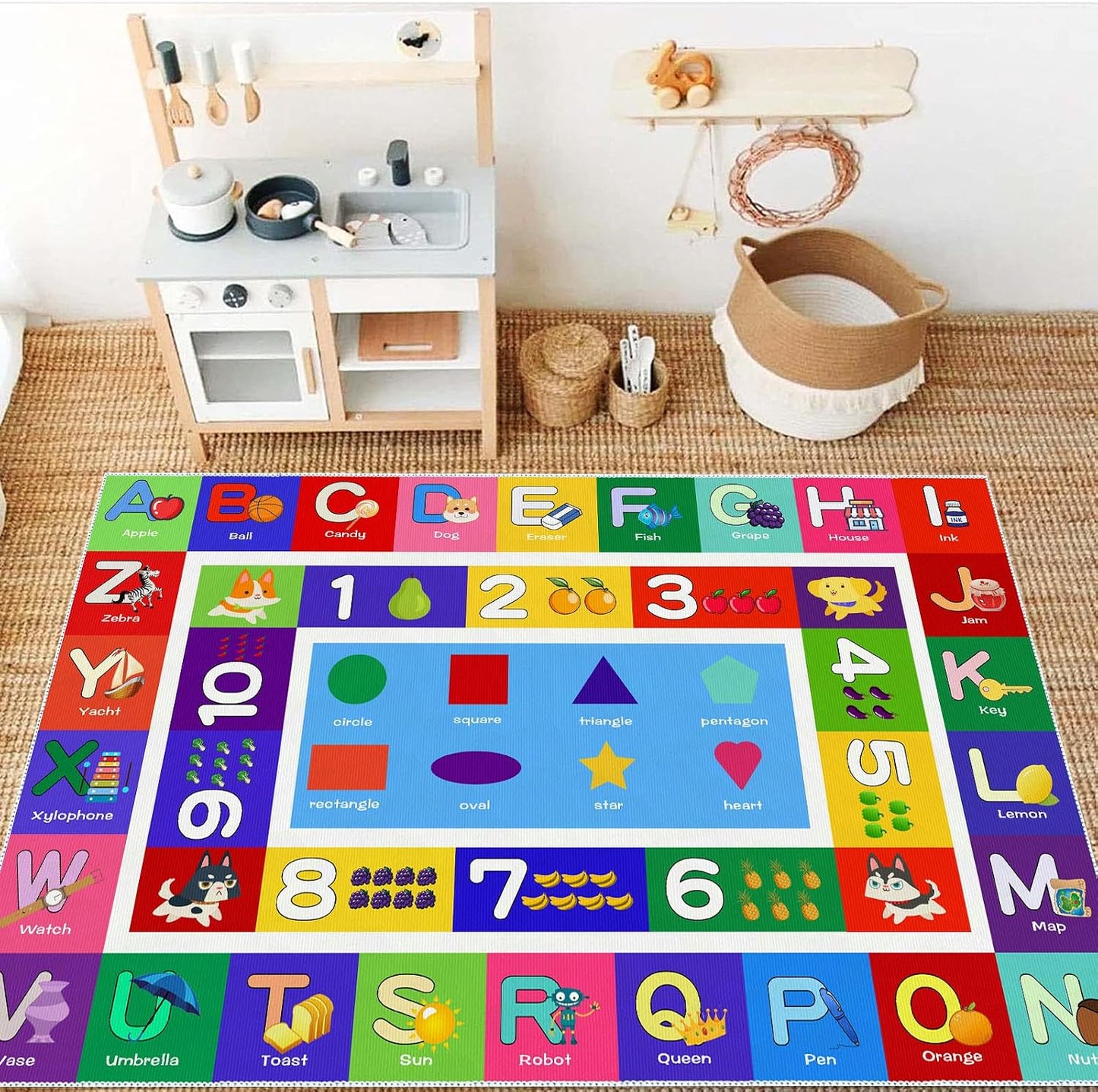 Alfombra educativa alfabeto frutas antiderrap 4x2pulg