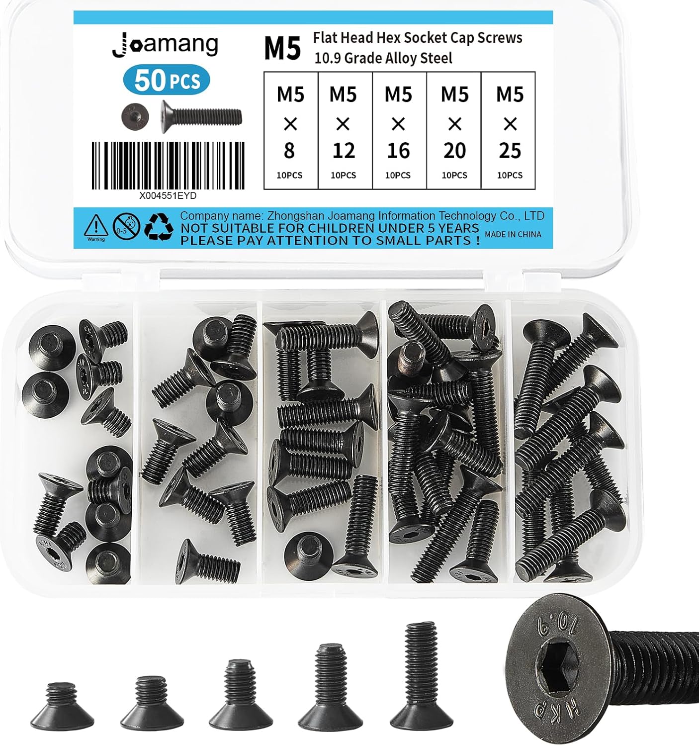 Tornillos M5 x 8-25 mm acero aleación grado 10.9