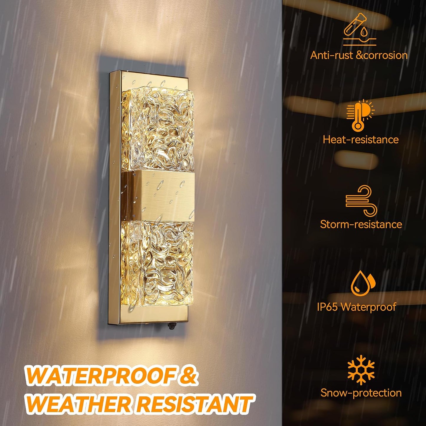 Iluminación exterior 12W IP65 aplique LED cristal moderno