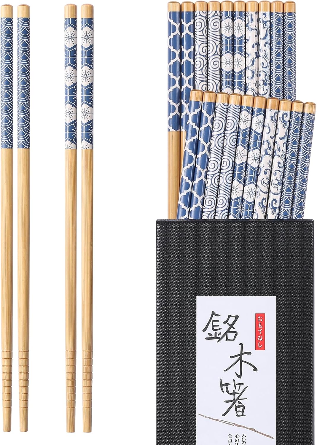 10 Pzas Palillos Bambú Reutilizables Estilo Japonés 8.8pulg