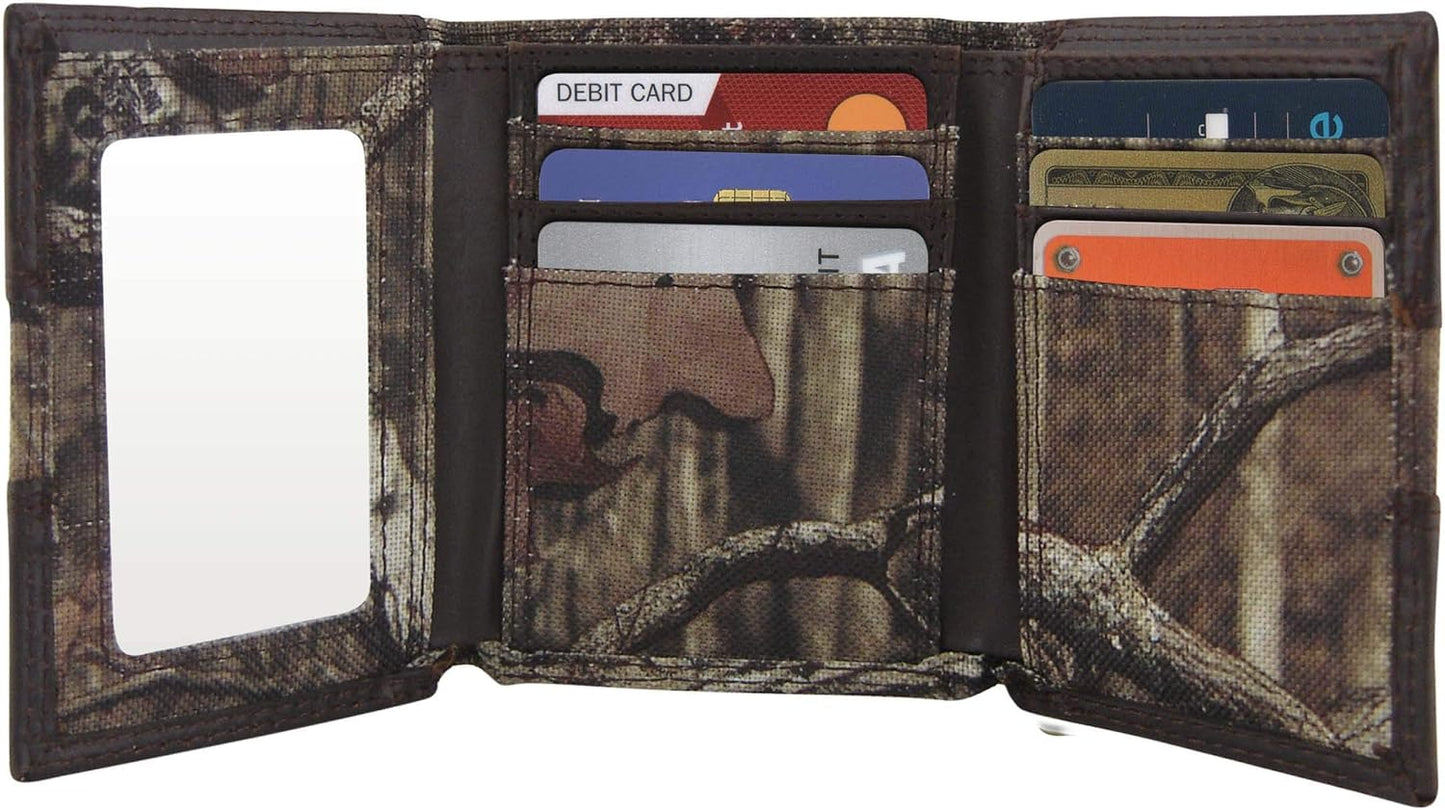 Billetera triple concho cuero roble musgoso hombre