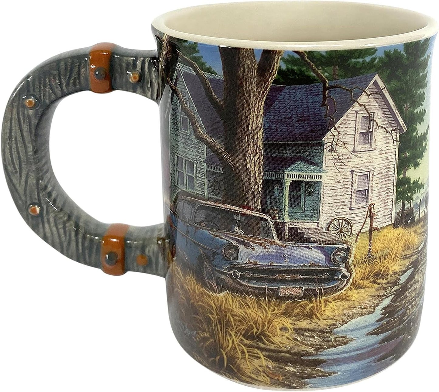 Taza lujo ciervos granja 15oz color marrón
