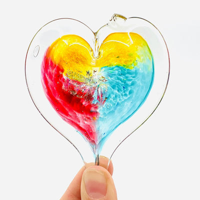 Corazones colgantes vidrio soplado colorido para ventana
