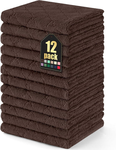 12 Paños Microfibra 13x19pulg Marrón Secado Rápido