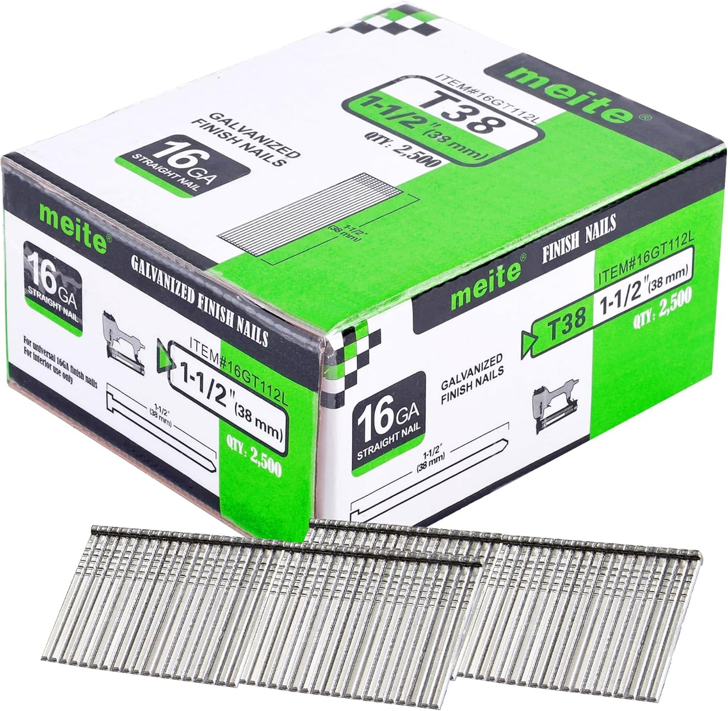 Uñas galvanizadas 1-1/2pulg 16GA 2500uds carpintería