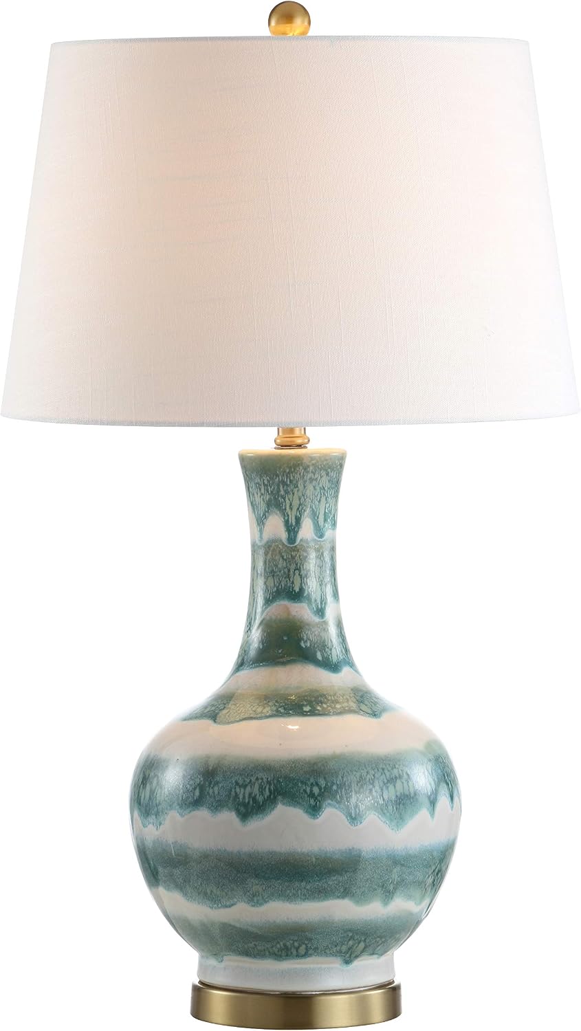 Lámpara mesa LED cerámica metal rayas 30.5pulg dormitorio