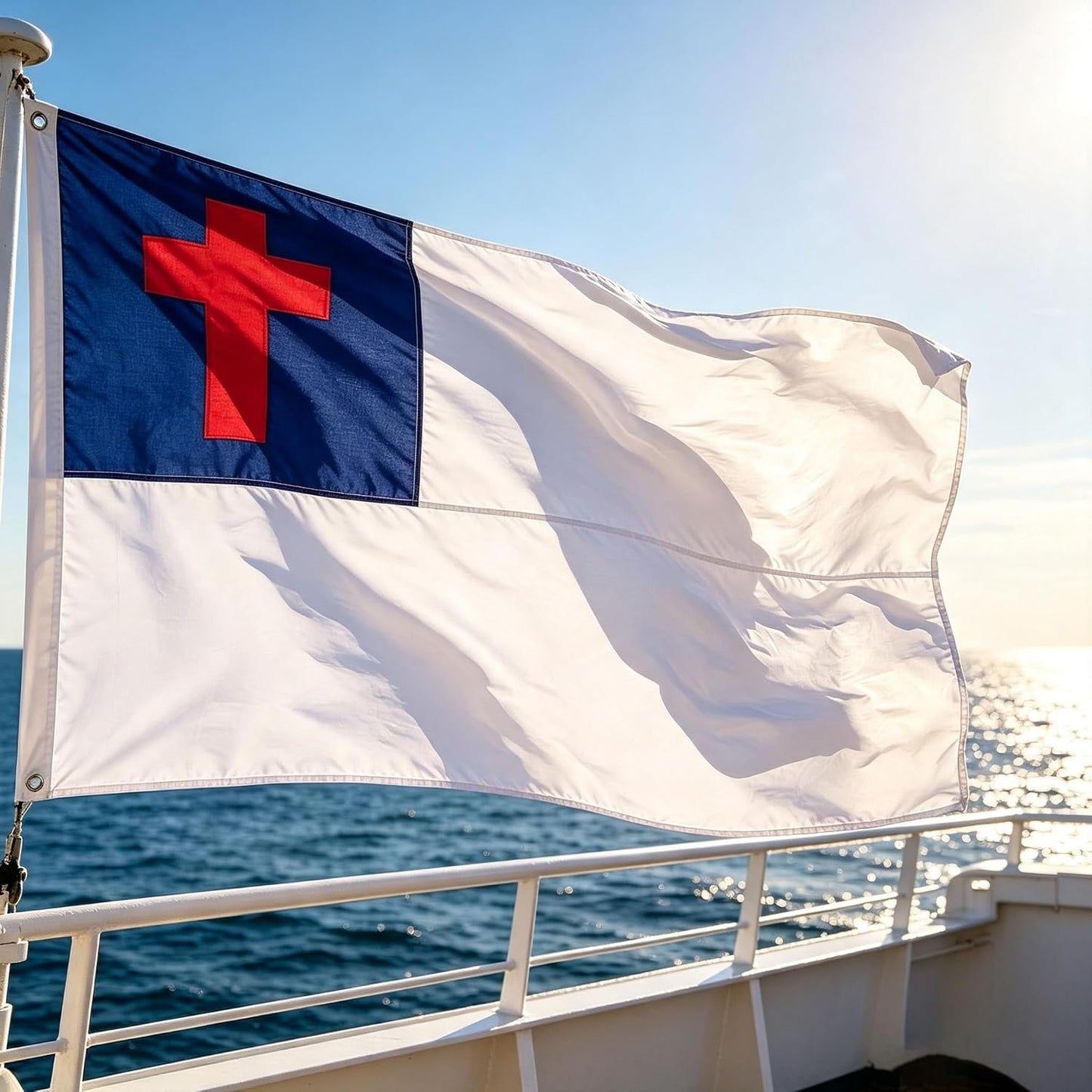 Bandera cristiana 3x5ft con ojales latón para decoración