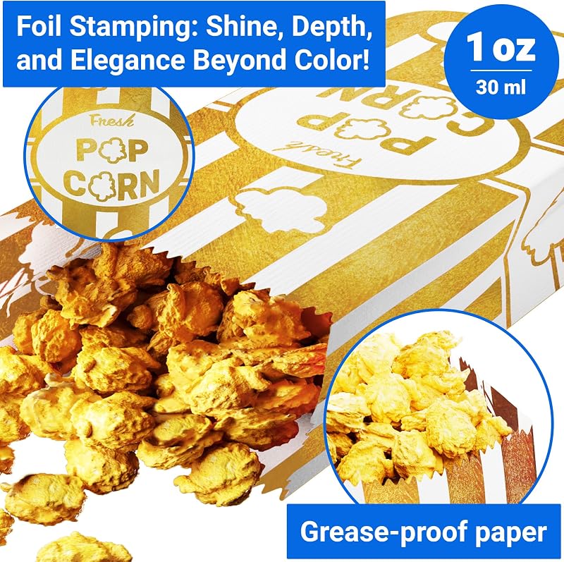 Bolsas palomitas papel dorado 1oz pack 100 temática carnaval