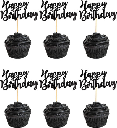 Pack 48 Pzas Cupcakes con Purpurina Negra para Cumpleaños