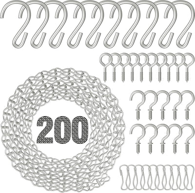 Cadena plateada 200" con ganchos S para comederos