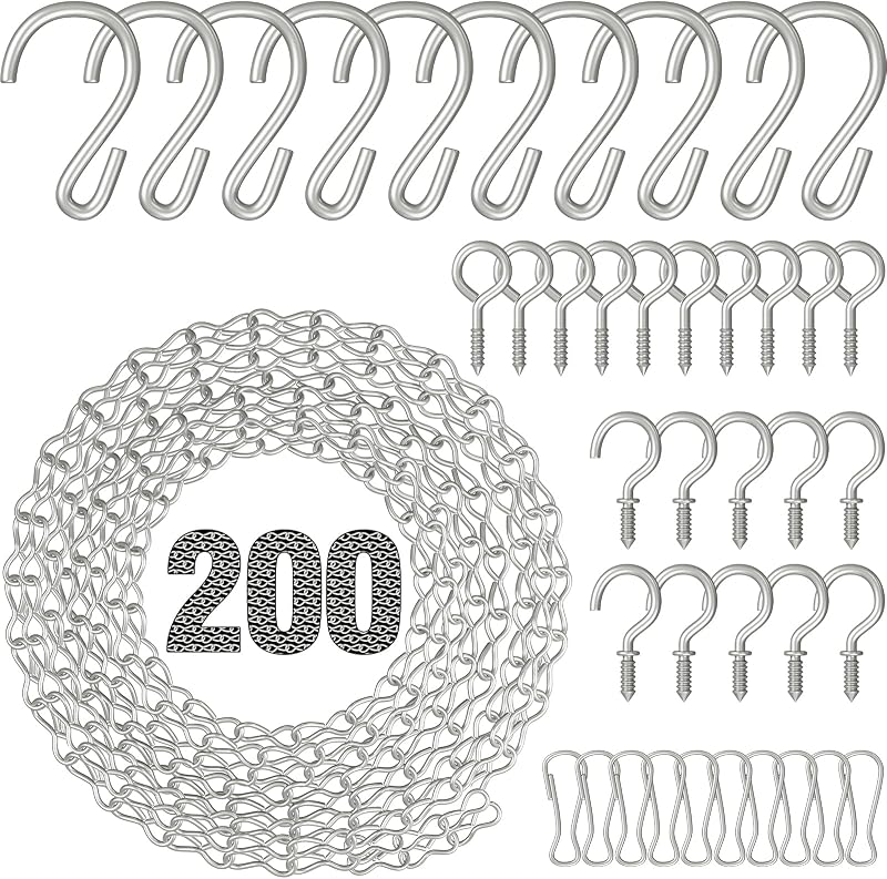 Cadena plateada 200" con ganchos S para comederos