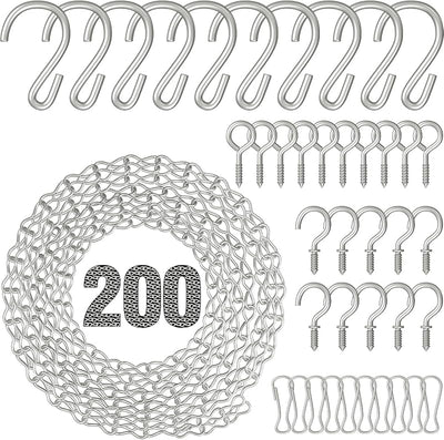 Cadena plateada 200" con ganchos S para comederos