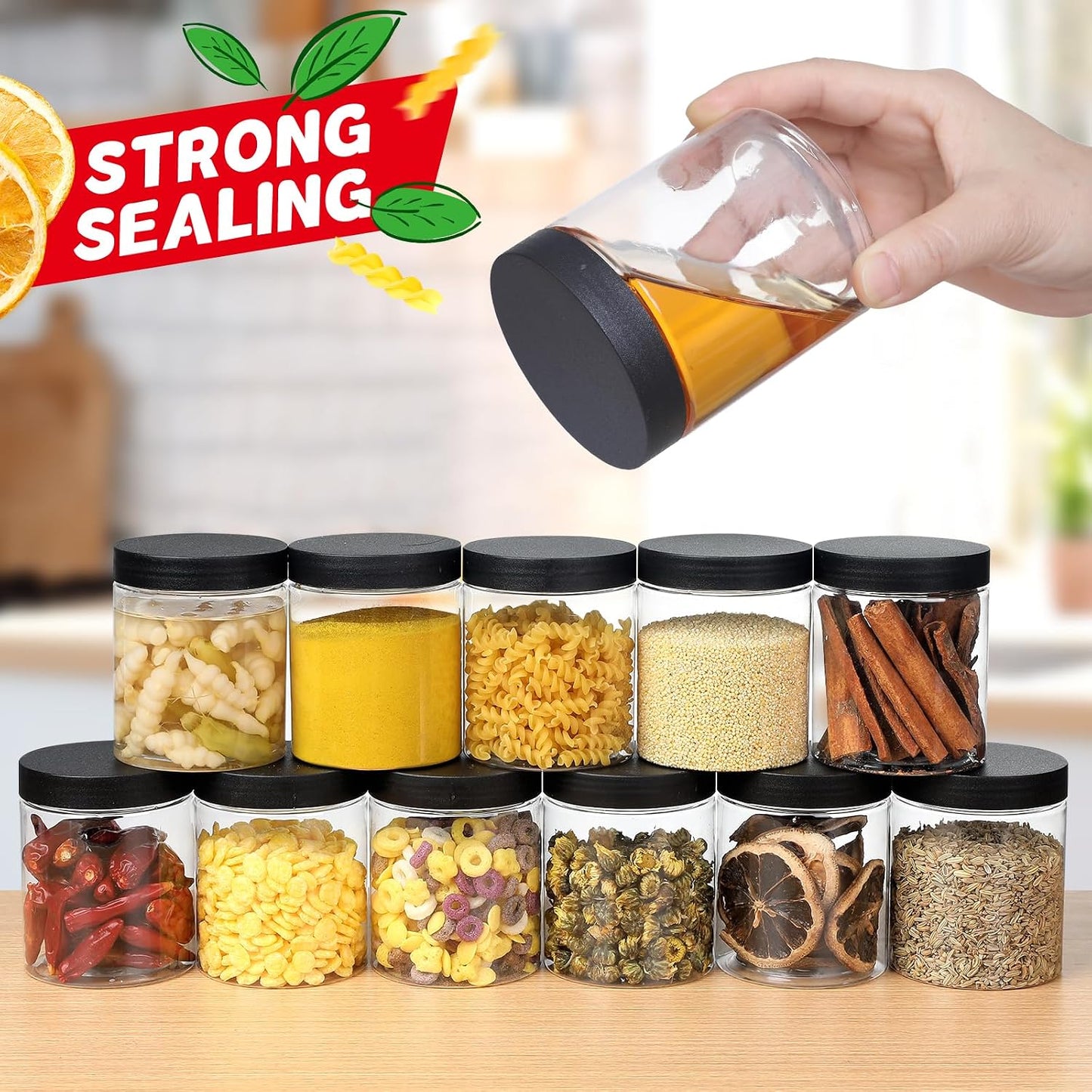 48 Pzas Tarros Plástico 8oz con Tapas Rellenables