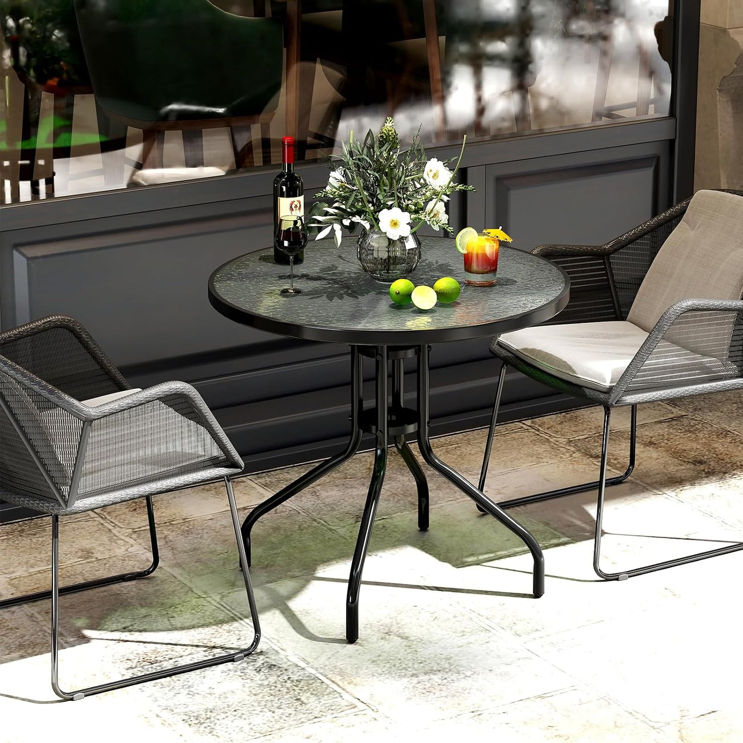 Mesa bistró exterior 31.5pulg vidrio templado