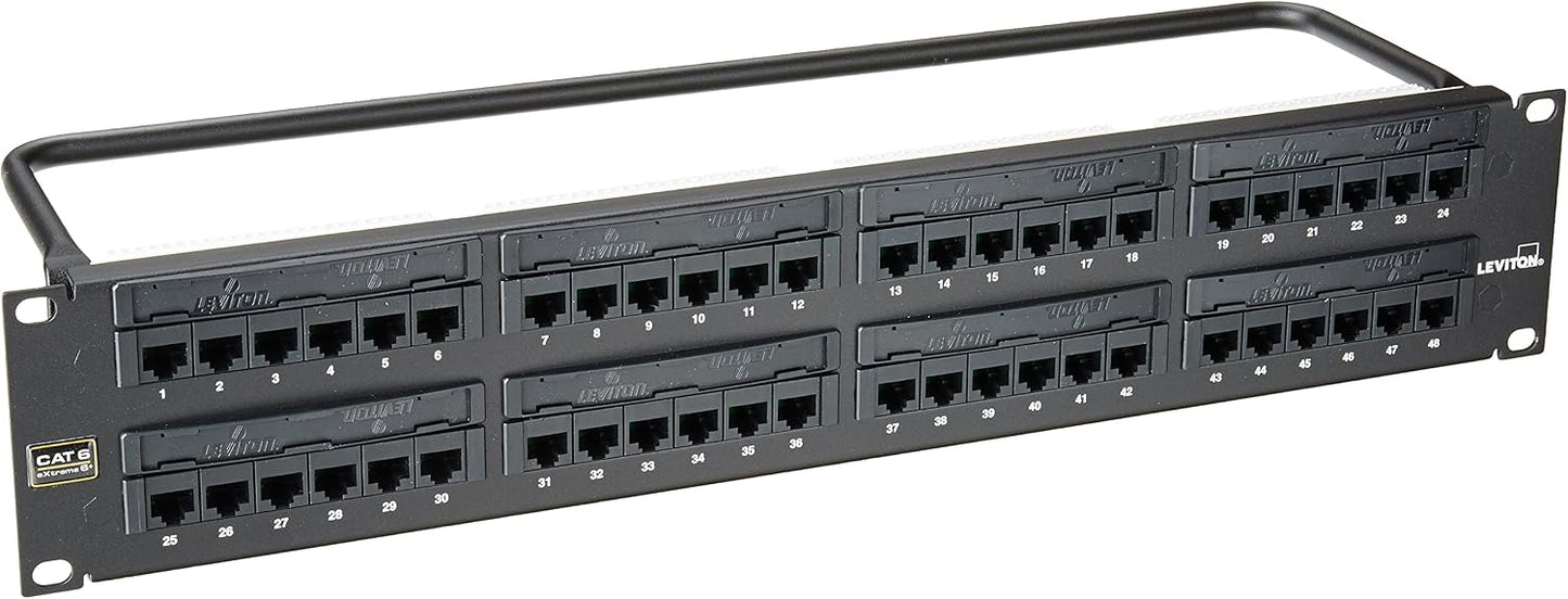 Panel conexiones universal 48 puertos 2RU Cat6 color negro