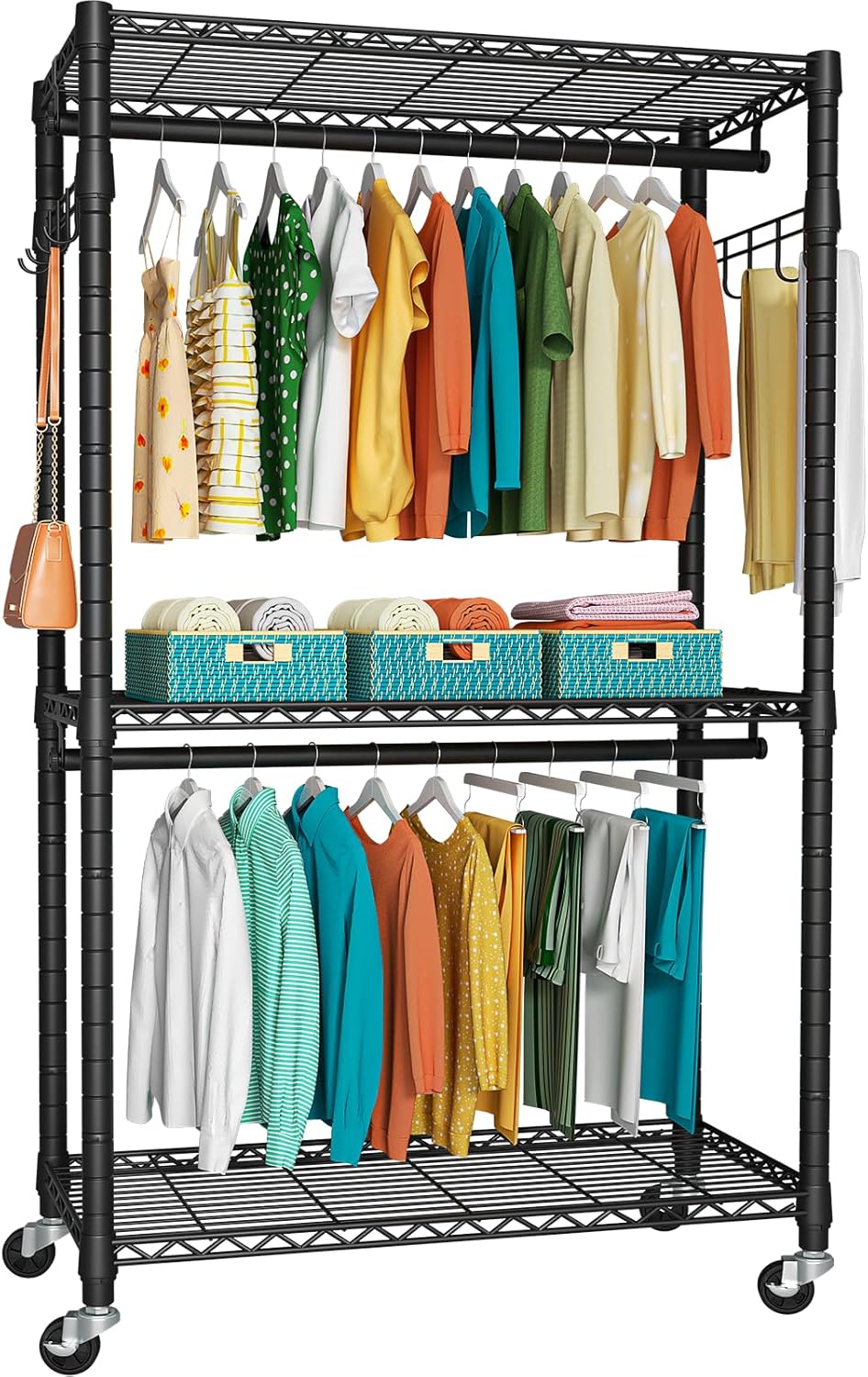 Perchero metal con ruedas bloqueables 450lb color negro
