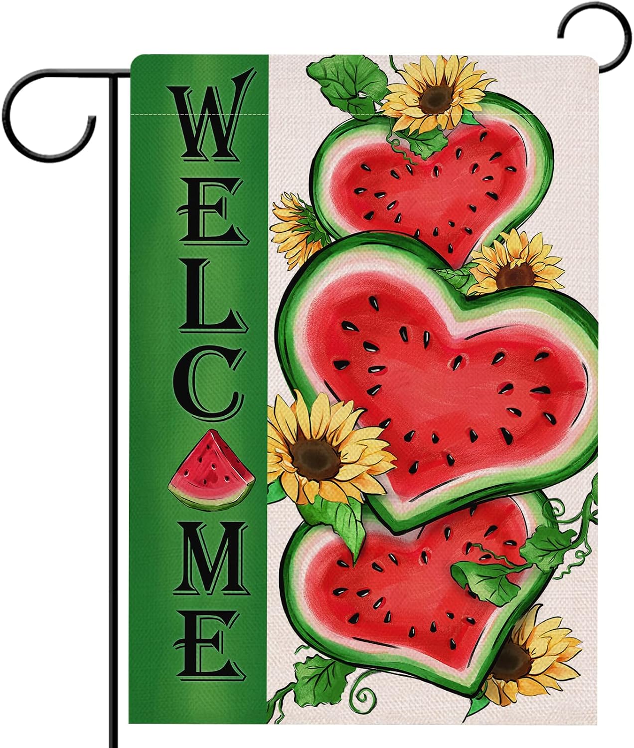 Bandera verano sandía doble cara 12x18" decoración exterior