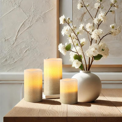 3 Velas LED Cera Real Dorado Ombré Temporizador 5/19
