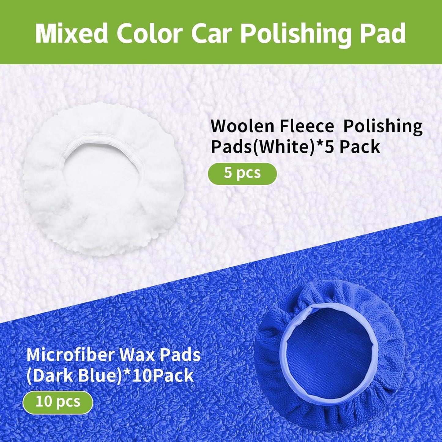 Pack 15 Almohadillas Pulido Auto Microfibra y Lana