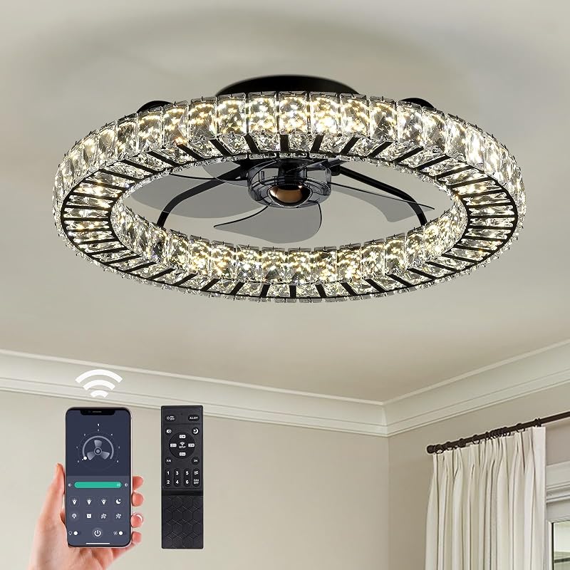 Ventilador techo cristal con luz control remoto regulable