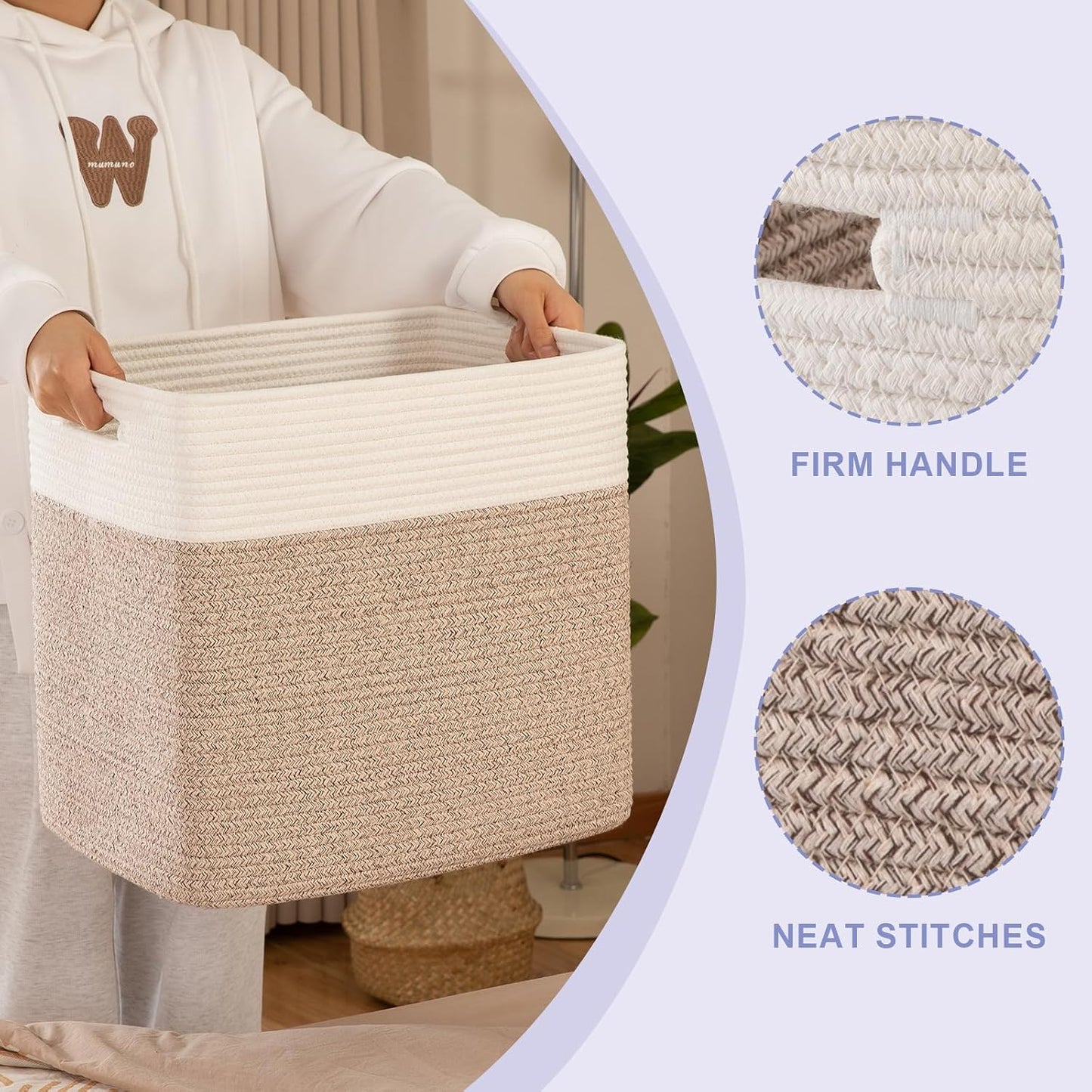 Canastas almacenamiento plegables 16.5x13x15" set 2 marrón