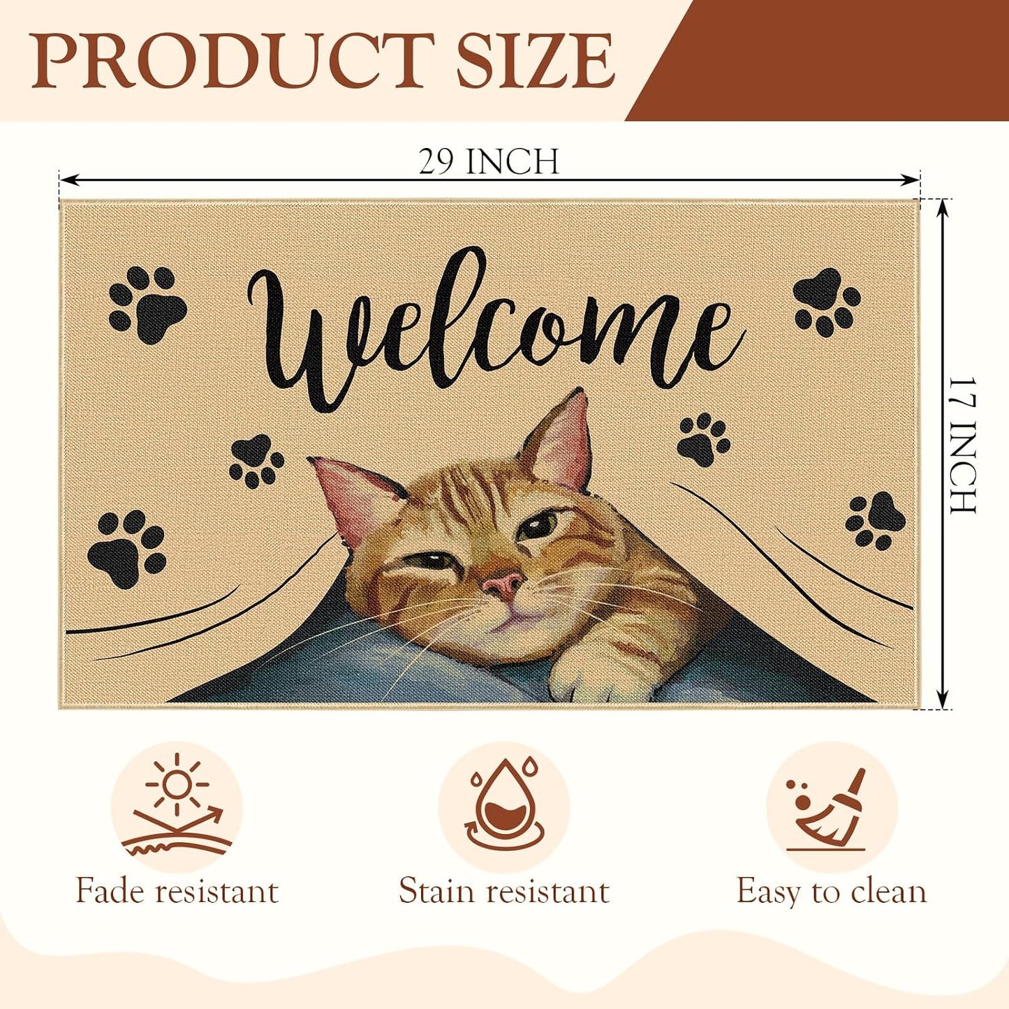 Tapete bienvenida gato antiderrap 29x17"