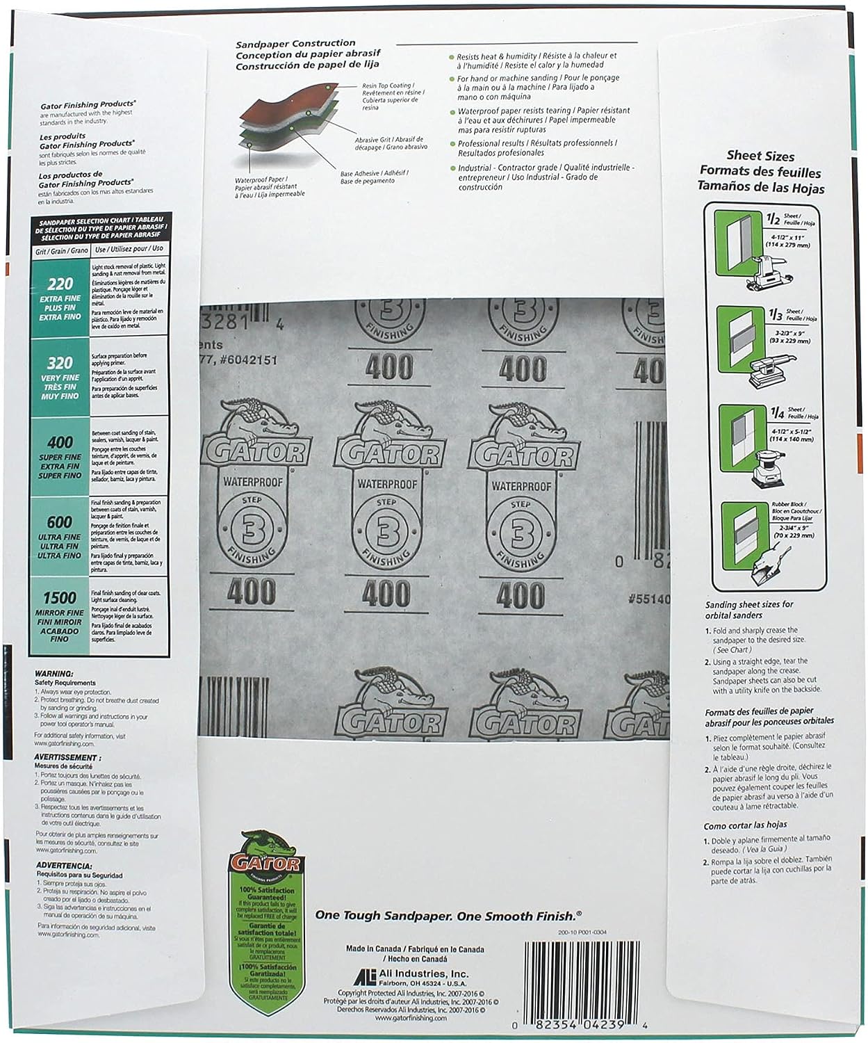 Hojas lijado impermeables 9x11pulg grano 400 pack 25